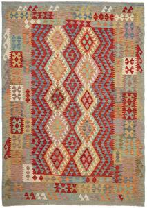 Tappeto Kilim Afghanistan Geometrico Rosso Azzurro 170x241 Cm