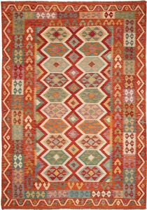 Tappeto Kilim Afghanistan Geometrico Arancio Policromo 201x288 Cm