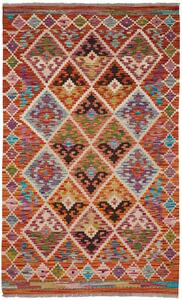 Tappeto Kilim Afghanistan Geometrico Arancio Policromo 95x158 Cm