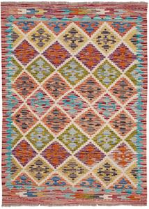 Tappeto Kilim Afghanistan Geometrico Multicolore Vivace 100x138 Cm