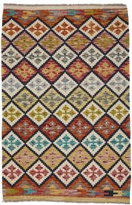 Tappeto Kilim Afghanistan Geometrico Multicolore Blu 99x151 Cm