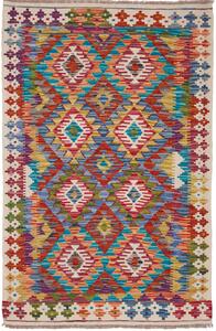 Tappeto Kilim Afghanistan Geometrico Multicolore Vivace 101x151 Cm