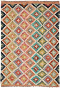 Tappeto Kilim Afghanistan Geometrico Multicolore Vivace 99x150 Cm