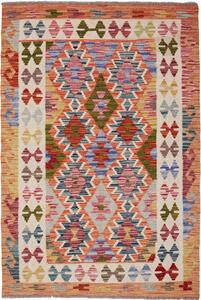 Tappeto Kilim Afghanistan Geometrico Arancione Blu 103x150 Cm