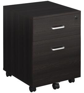 Vinsetto Cassettiera da Ufficio con 2 Cassetti, Ruote, una Serratura con 2 Chiavi, in Legno, 40x44x54.6cm, Nero, Portadocumenti | Aosom