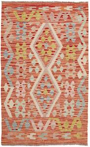 Tappeto Kilim Afghanistan Geometrico Terracotta Azzurro 80x131 Cm