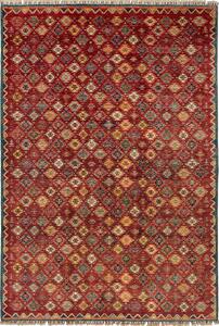 Tappeto Samarkand Pakistan Geometrico Rosso Multicolore 199x292 Cm