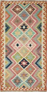 Tappeto Kilim Afghanistan Geometrico Multicolore Pastello 101x202 Cm