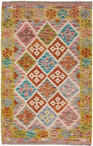 Tappeto Kilim Afghanistan Astratto Giallo Terracotta 100x156 Cm