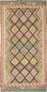 Tappeto Kilim Afghanistan Astratto Multicolore Pastello 98x193 Cm