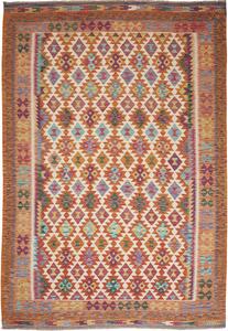 Tappeto Kilim Afghanistan Geometrico Arancio Turchese 204x300 Cm