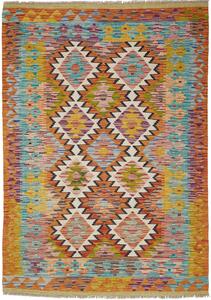 Tappeto Kilim Afghanistan Geometrico Multicolore Arancio 104x150 Cm