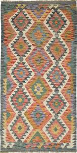Tappeto Kilim Afghanistan Geometrico Multicolore Crema 100x199 Cm