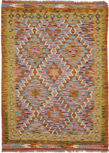 Tappeto Kilim Afghanistan Geometrico Multicolore Giallo 107x148 Cm