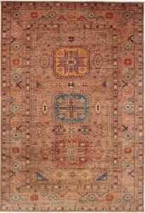 Tappeto Kazak Fine Pakistan Astratto Terracotta Blu 201x299 Cm