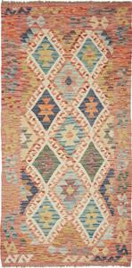 Tappeto Kilim Afghanistan Astratto Rosa Azzurro 104x210 Cm