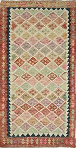 Tappeto Kilim Afghanistan Astratto Beige Pastello 105x203 Cm