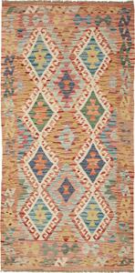 Tappeto Kilim Afghanistan Astratto Multicolore Pastello 100x208 Cm