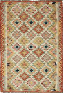Tappeto Kilim Afghanistan Geometrico Terracotta Azzurro 118x179 Cm