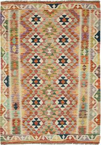 Tappeto Kilim Afghanistan Geometrico Multicolore Vivace Brillante 124x177 Cm
