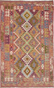 Tappeto Kilim Afghanistan Geometrico Multicolore Rosato 123x196 Cm