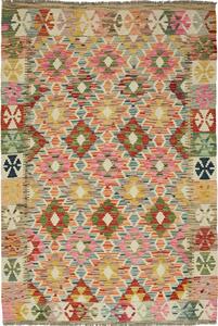 Tappeto Kilim Afghanistan Geometrico Multicolore Pastello 124x179 Cm