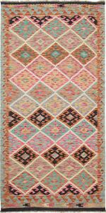 Tappeto Kilim Afghanistan Astratto Rosa Turchese 103x202 Cm
