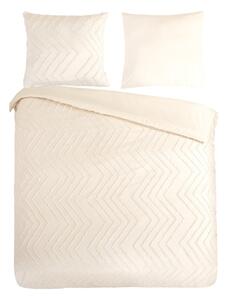 Set lenzuola letto matrimoniale in microfibra crema 200x220 cm Pure Zigzag - Good Morning