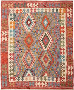 Tappeto Kilim Afghanistan Geometrico Blu Rosso 156x192 Cm