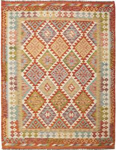 Tappeto Kilim Afghanistan Astratto Multicolore Terracotta 155x201 Cm