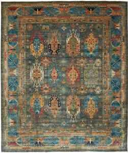Tappeto Tribal Pakistan Astratto Petrolio Arancio 253x295 Cm