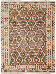Tappeto Kilim Afghanistan Geometrico Crema Multicolore 150x196 Cm