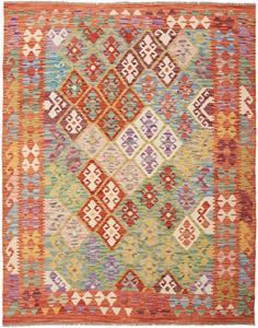 Tappeto Kilim Afghanistan Geometrico Multicolore Arancio 150x193 Cm