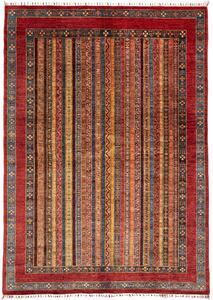 Tappeto Shall Pakistan Geometrico Rosso Multicolore 175x245 Cm