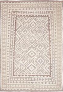 Tappeto Kilim Afghanistan Geometrico Beige Marrone Chiaro 198x296 Cm