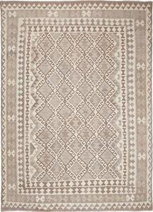 Tappeto Kilim Afghanistan Geometrico Beige Marrone 209x293 Cm