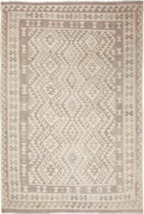 Tappeto Kilim Afghanistan Geometrico Beige Marrone Chiaro 197x291 Cm