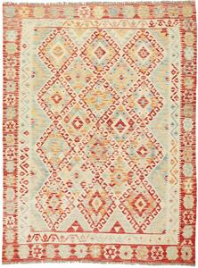 Tappeto Kilim Afghanistan Geometrico Crema Terracotta 159x207 Cm