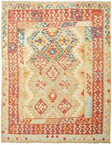 Tappeto Kilim Afghanistan Geometrico Beige Rosso 156x198 Cm