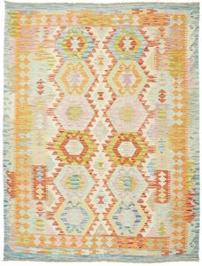 Tappeto Kilim Afghanistan Geometrico Pastello Vivace Multicolore 153x196 Cm