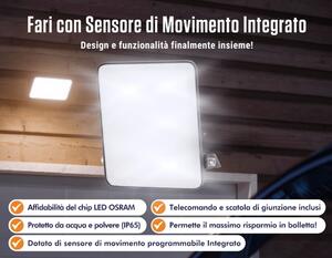 Faro LED 50W con Sensore di Movimento e Crepuscolare, IP65 - LED OSRAM Colore Bianco Naturale 4.000K
