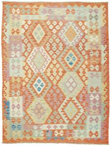 Tappeto Kilim Afghanistan Geometrico Arancio Pastello 153x202 Cm