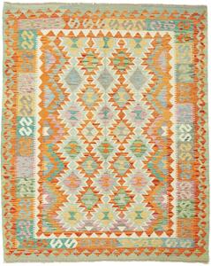 Tappeto Kilim Afghanistan Geometrico Arancio Verde Acqua 157x196 Cm