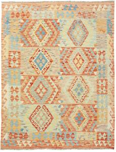 Tappeto Kilim Afghanistan Geometrico Arancio Azzurro 149x196 Cm