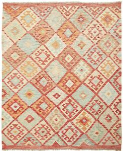 Tappeto Kilim Afghanistan Astratto Rosso Azzurro 160x194 Cm