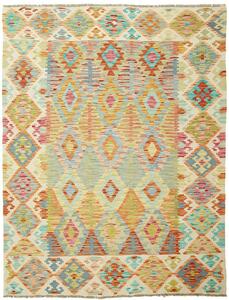 Tappeto Kilim Afghanistan Astratto Multicolore Pastello Crema 160x207 Cm
