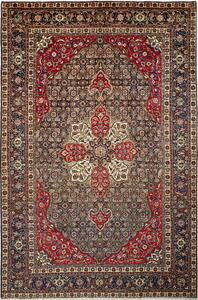 Tappeto Tabriz Persia Medaglione Blu Scuro Rosso 200x305 Cm