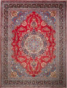 Tappeto Sabzevar Persia Medaglione Rosso Blu 290x390 Cm