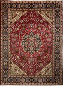 Tappeto Tabriz Persia Medaglione Rosso Granato Blu 248x337 Cm