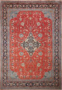 Tappeto Sarough Persia Medaglione Rosso Blu 265x385 Cm